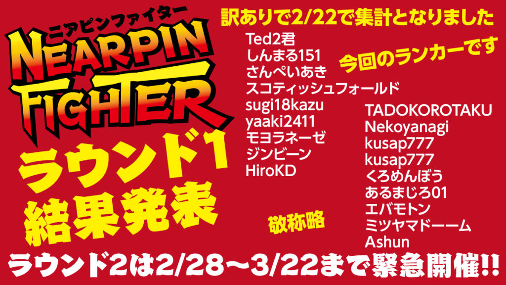 ニアピンファイターラウンド1結果発表